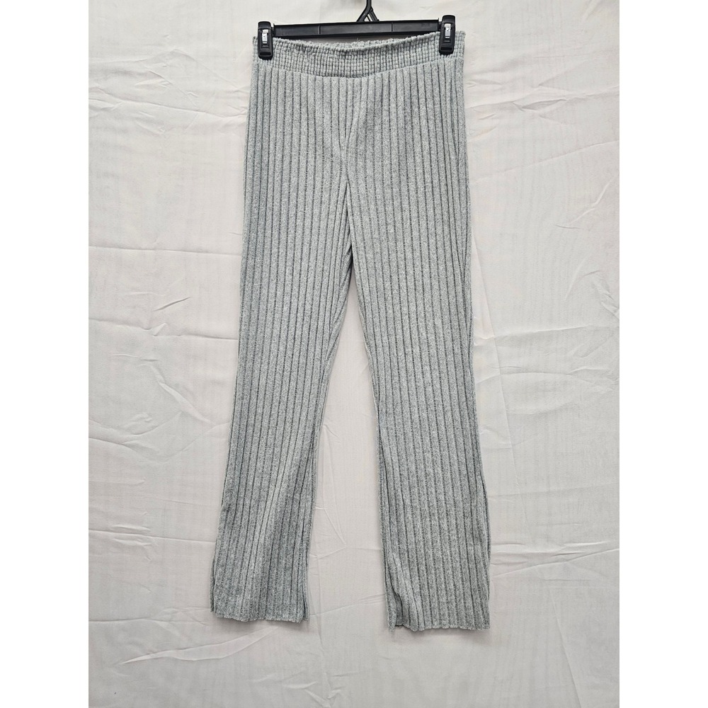 Auden Women Gray Ribbed Knit Lounge Pants‎ Flare Leg Elastic Waist Size L 558